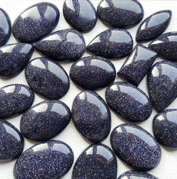 Wholesale Lot Blue Sandstone Cabochon By Weight With Different Shapes And Sizes Used For Jewelry Making (Lab-Created)