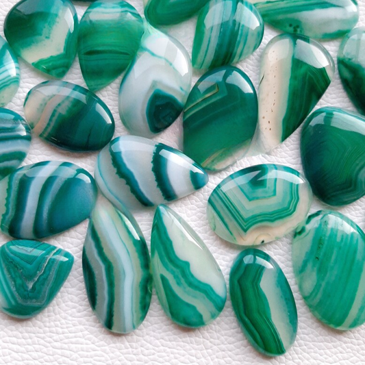 Wholesale Lot of Green Banded Onyx Cabochon By Weight With Different Shapes And Sizes Used For Jewelry Making (Natural)