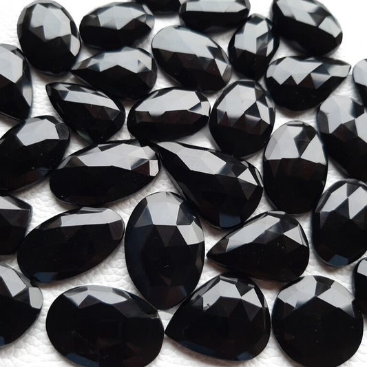 Fabulous Black Onyx Rose Cut Gemstone Wholesale Lot By Weight With Different Shapes And Sizes Used For Jewelry Making (Natural)