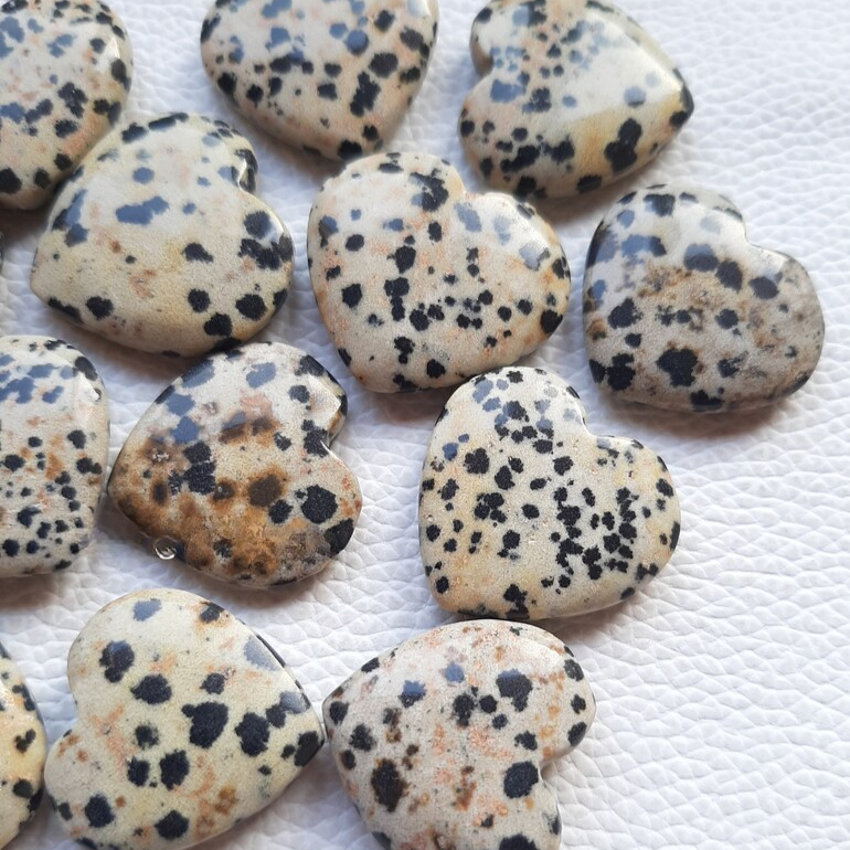 DALMATIAN Heart Shape Cabochon Wholesale Lot By Weight With Different Shapes And Sizes Used For Jewelry Making (Natural)