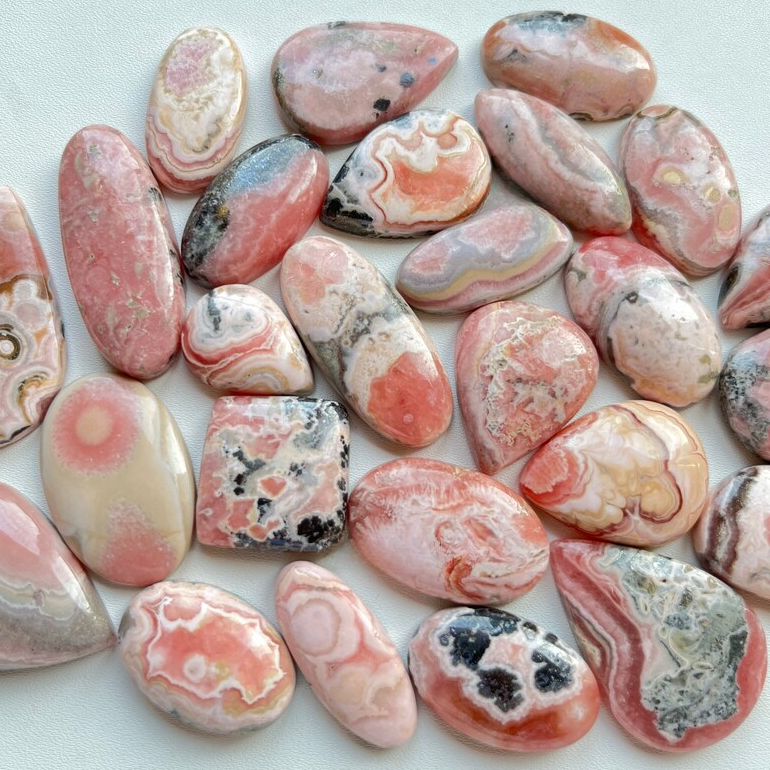 Natural Rhodochrosite Cabochon Wholesale Lot By Weight With Different Shapes And Sizes Used For Jewelry Making (Natural)