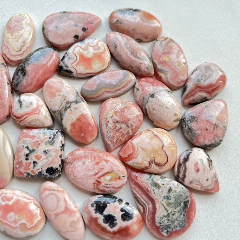 Natural Rhodochrosite Cabochon Wholesale Lot By Weight With Different Shapes And Sizes Used For Jewelry Making (Natural)