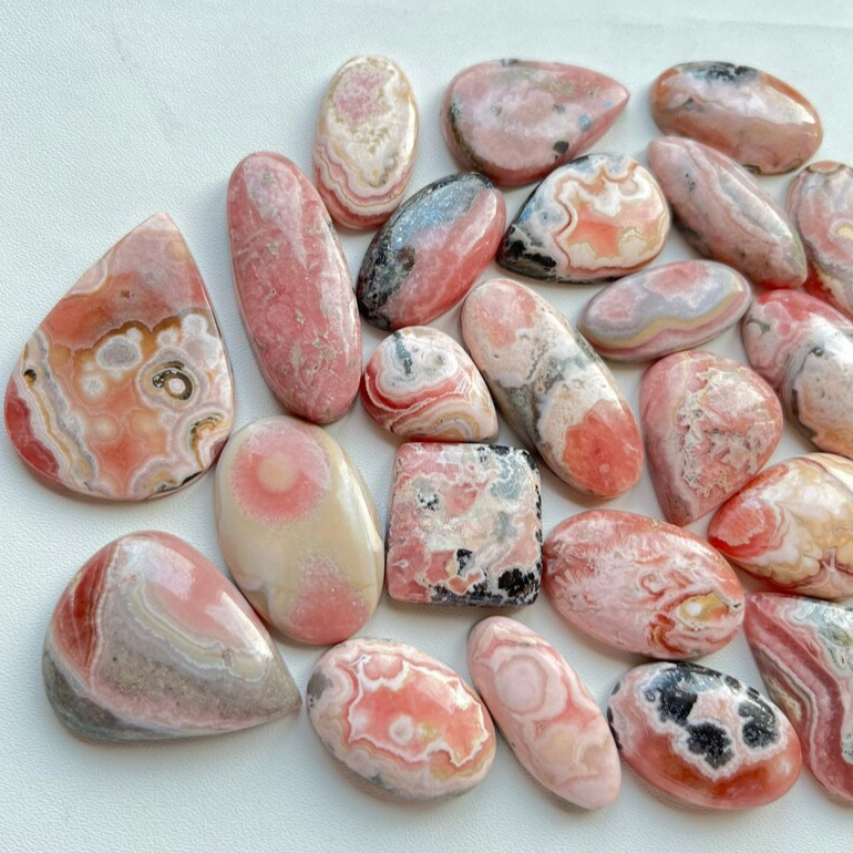 Natural Rhodochrosite Cabochon Wholesale Lot By Weight With Different Shapes And Sizes Used For Jewelry Making (Natural)