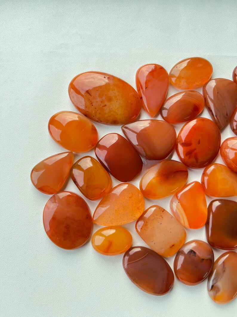 Natural Carnelian Agate Cabochon Wholesale Lot By Weight With Different Shapes And Sizes Used For Jewelry Making (Natural)