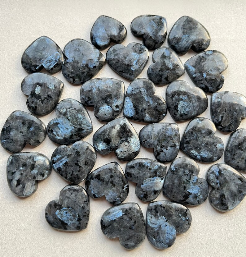 New Larvikite Heart Shape Flatback Cabochon With Wholesale Price Used For Jewelry Making (Natural)