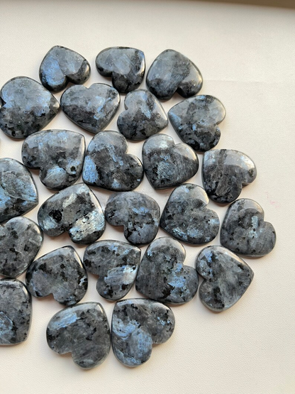 New Larvikite Heart Shape Flatback Cabochon With Wholesale Price Used For Jewelry Making (Natural)