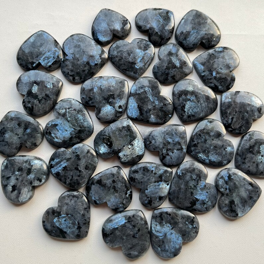 New Larvikite Heart Shape Flatback Cabochon With Wholesale Price Used For Jewelry Making (Natural)