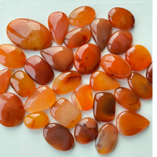 Natural Carnelian Agate Cabochon Wholesale Lot By Weight With Different Shapes And Sizes Used For Jewelry Making (Natural)