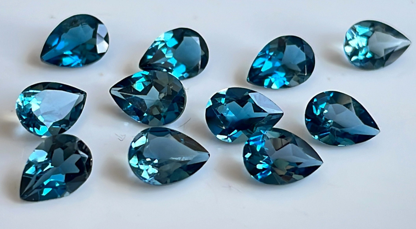 London Blue Topaz Pear Faceted - Loose topaz AAA High Quality (Lab-Created)