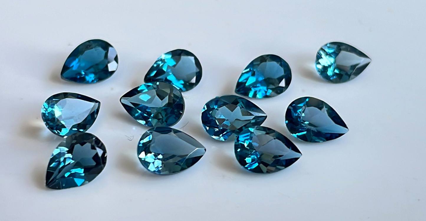 London Blue Topaz Pear Faceted - Loose topaz AAA High Quality (Lab-Created)