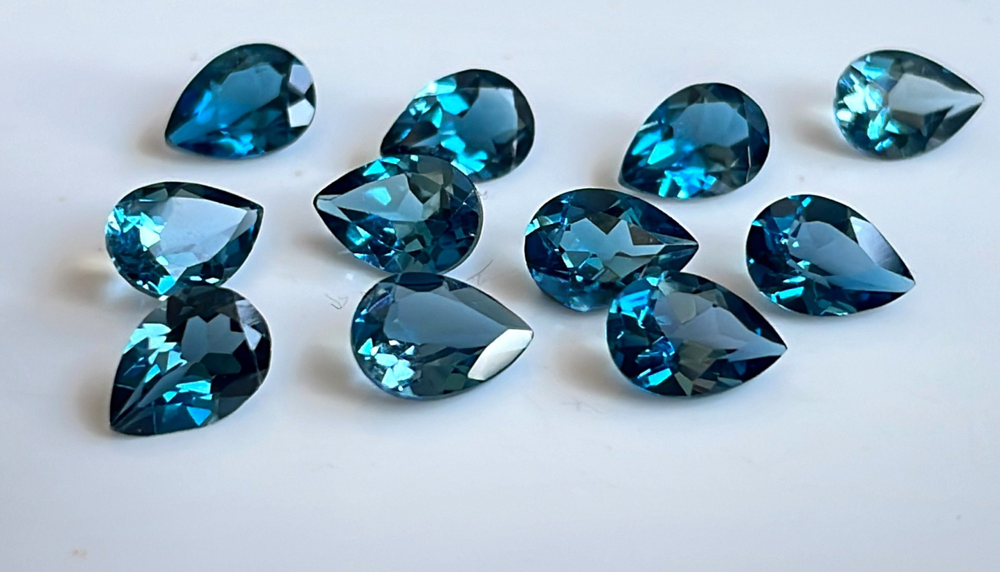 London Blue Topaz Pear Faceted - Loose topaz AAA High Quality (Lab-Created)