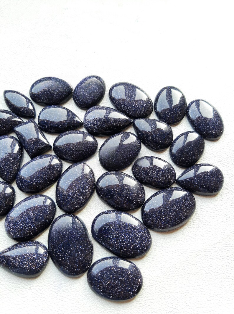 Wholesale Lot Blue Sandstone Cabochon By Weight With Different Shapes And Sizes Used For Jewelry Making (Lab-Created)