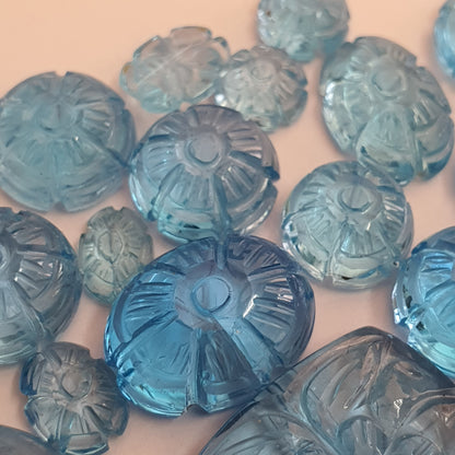 Natural Swiss Blue Topaz Carving (Natural)