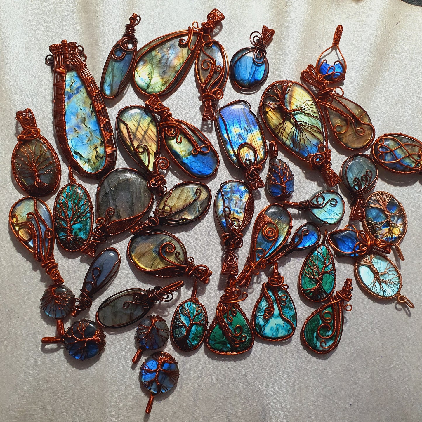 Copper Wire Pendants with Labradorite