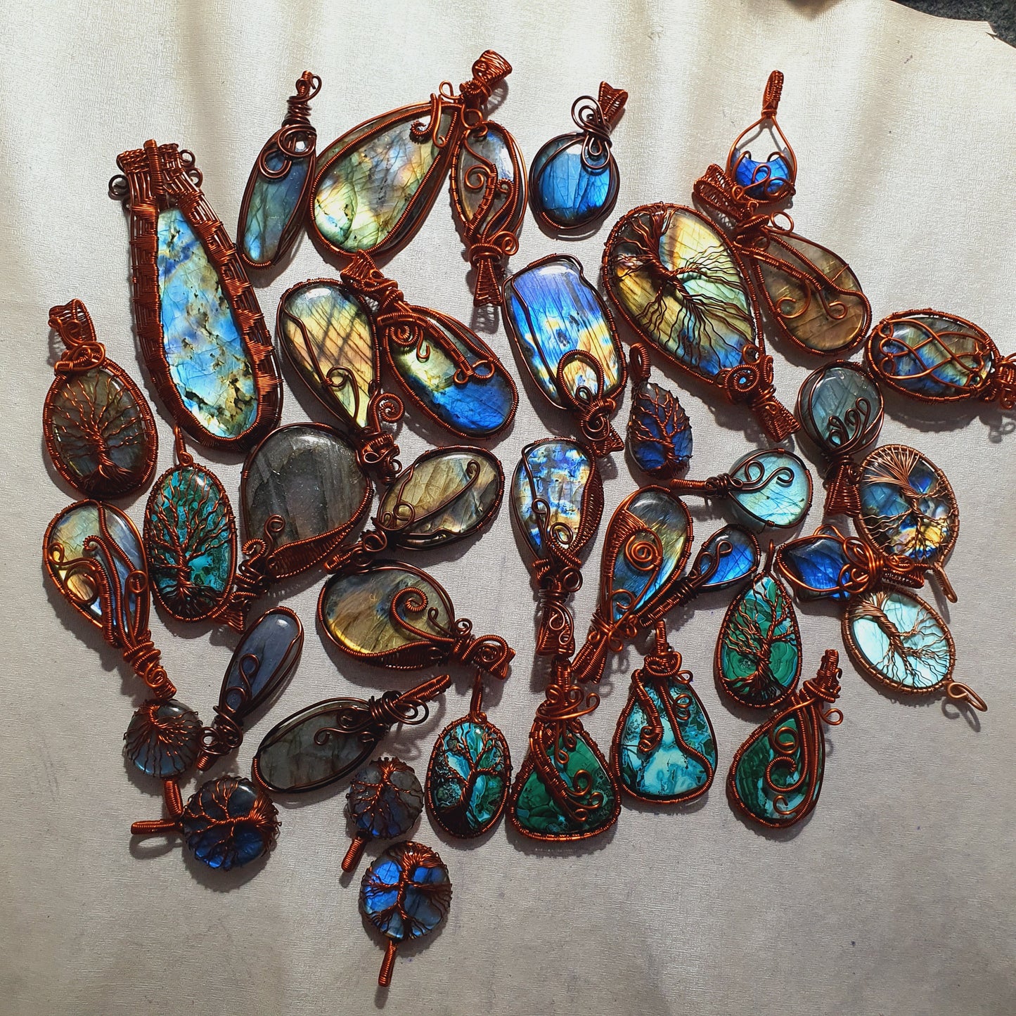 Copper Wire Pendants with Labradorite