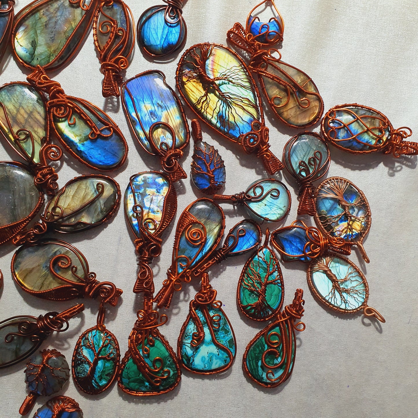 Copper Wire Pendants with Labradorite