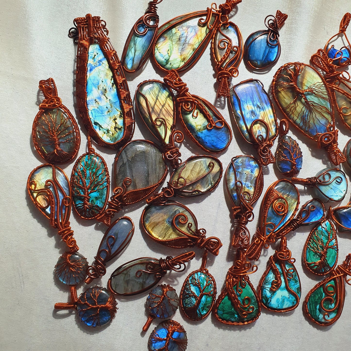 Copper Wire Pendants with Labradorite