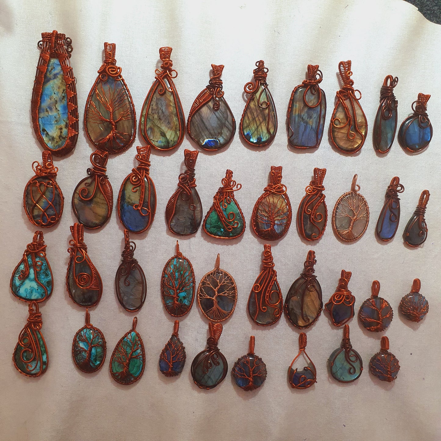 Copper Wire Pendants with Labradorite