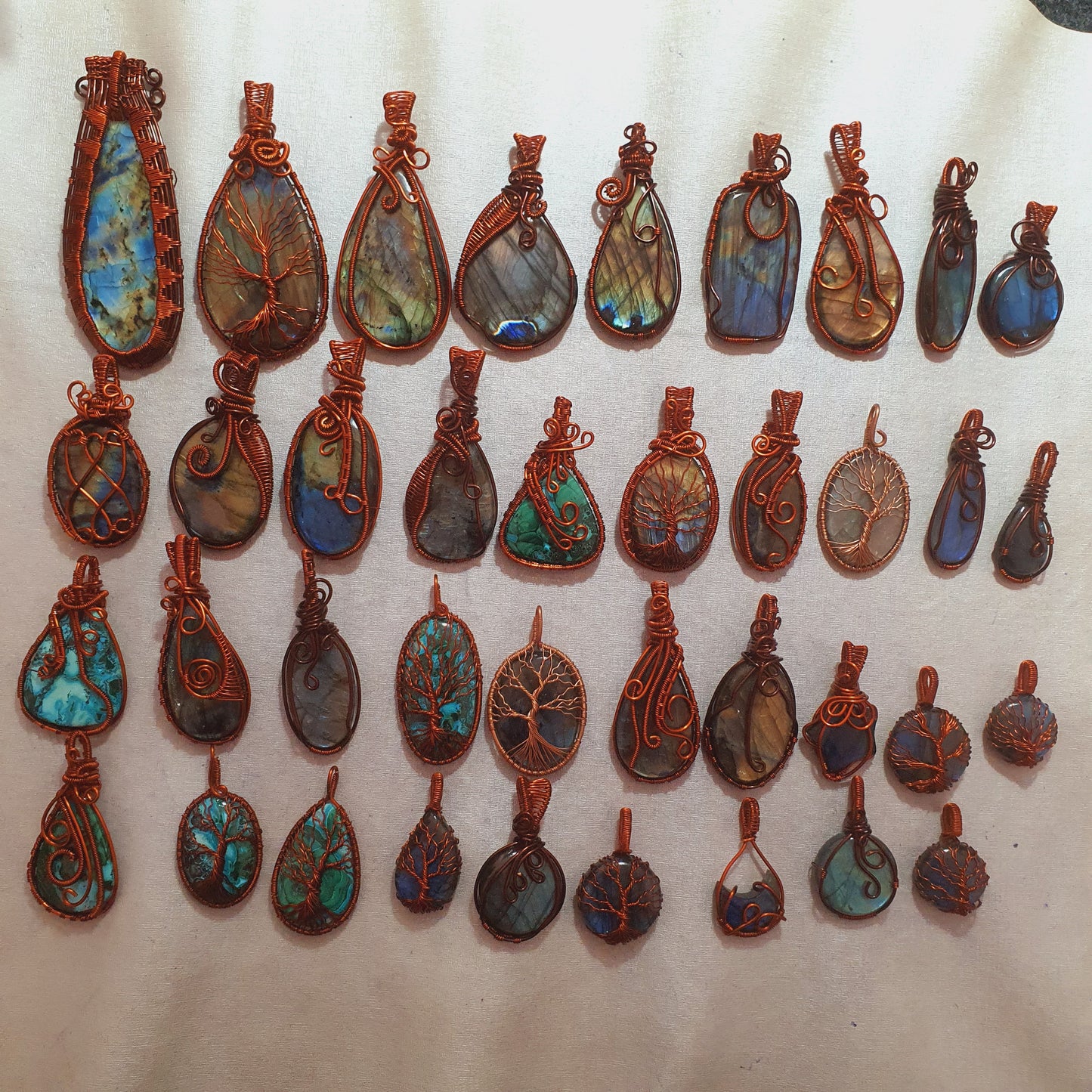 Copper Wire Pendants with Labradorite