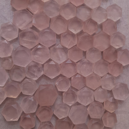 Natural Rose Quartz Hexagon Shapes (Natural)