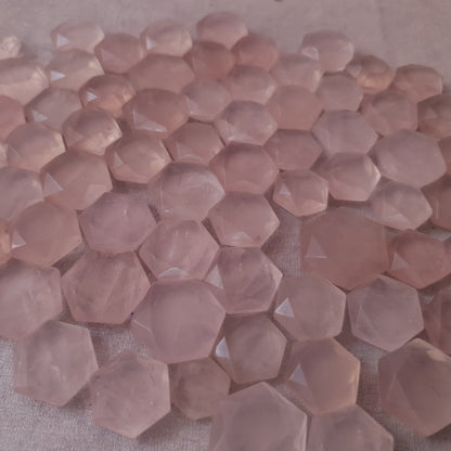 Natural Rose Quartz Hexagon Shapes (Natural)