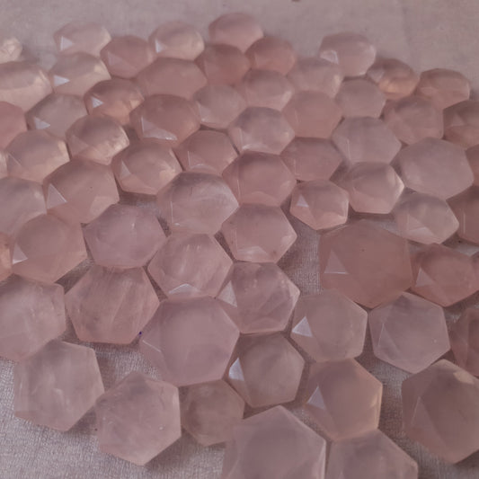 Natural Rose Quartz Hexagon Shapes (Natural)
