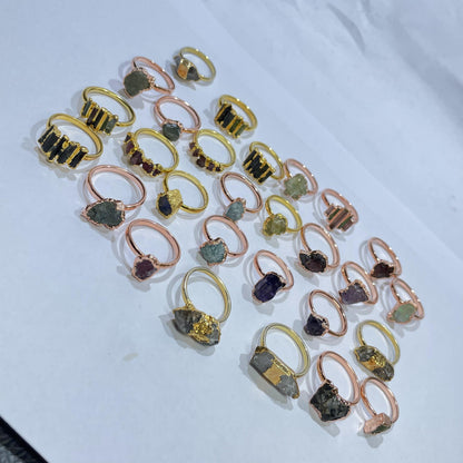 Brass Rings with Natural stones