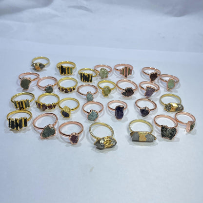 Brass Rings with Natural stones