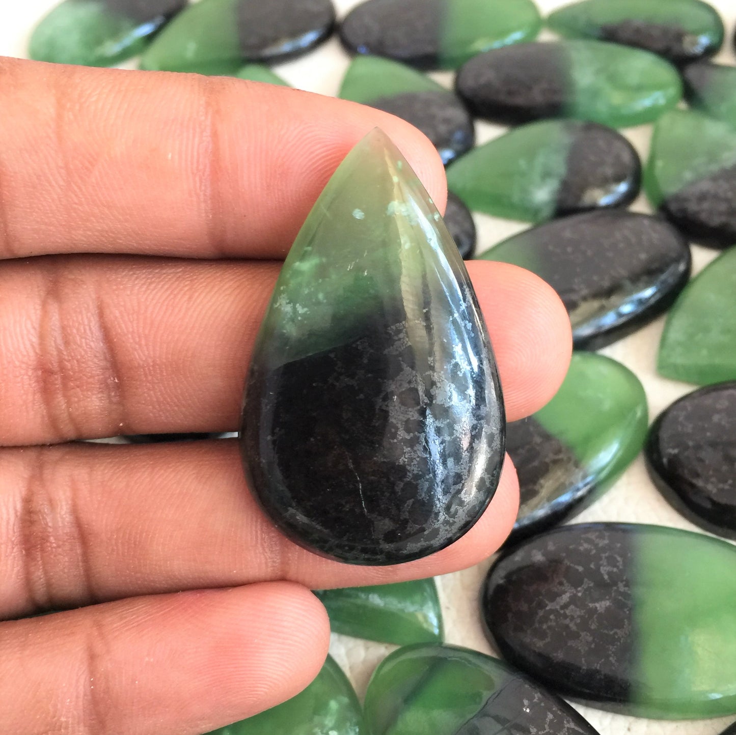 Natural Bio Serpentine Green Cabochon (Natural)