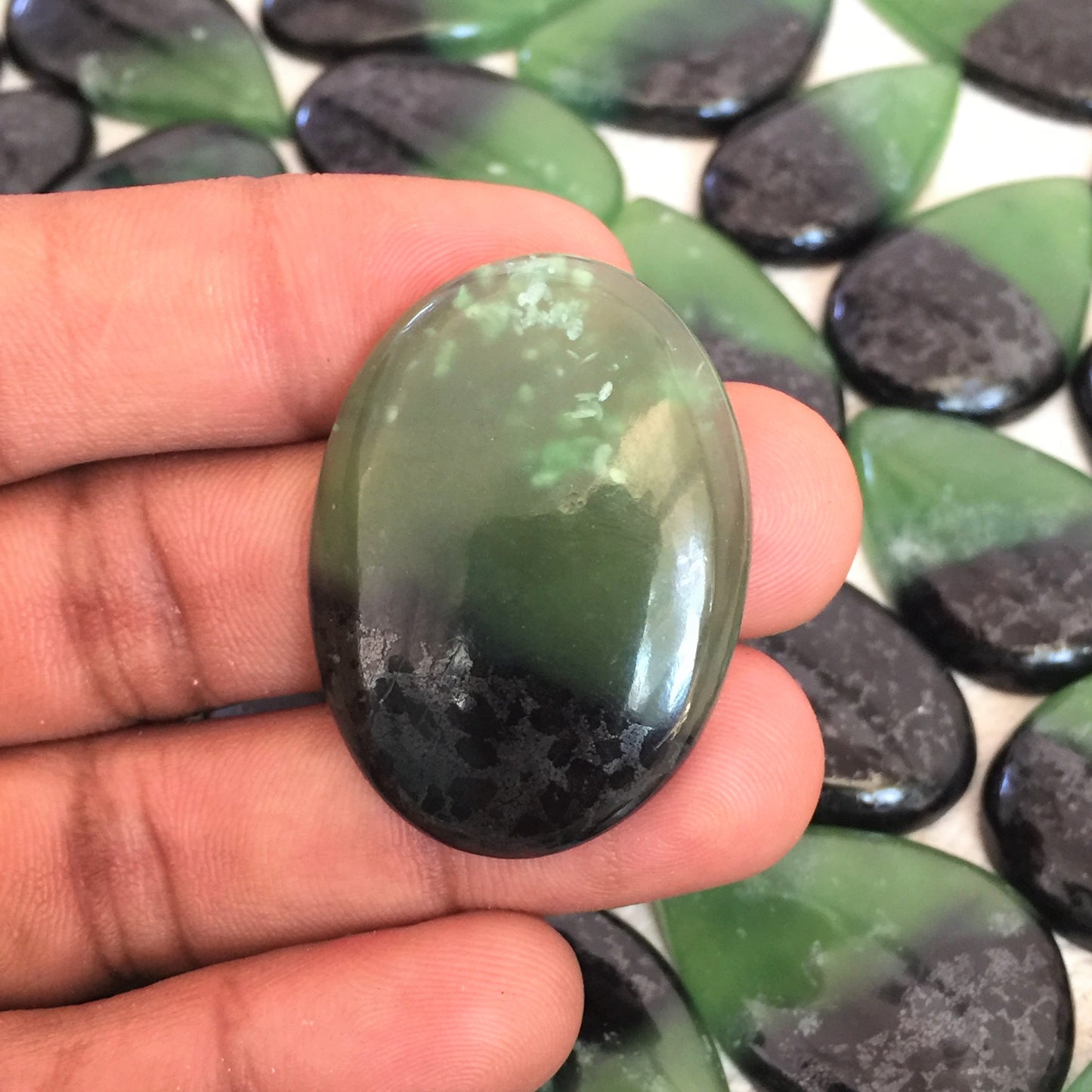 Natural Bio Serpentine Green Cabochon (Natural)