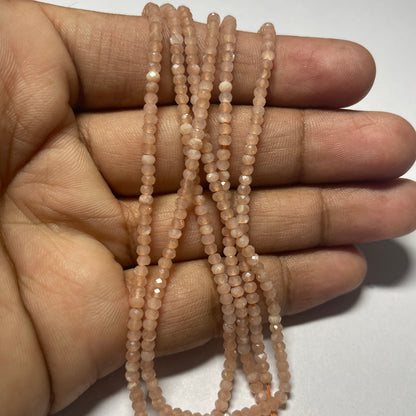 Natural Peach Moonstone Round Cut Beads (Natural)