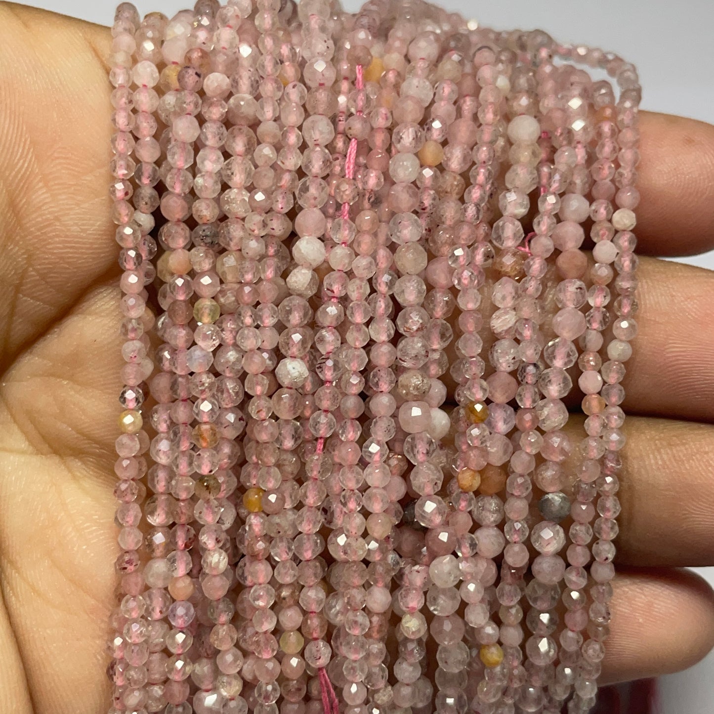 Natural Strawberry Quartz Round Cut Beads