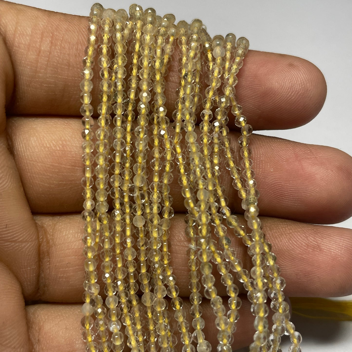 Natural Golden Rutile Faceted Cut Bead