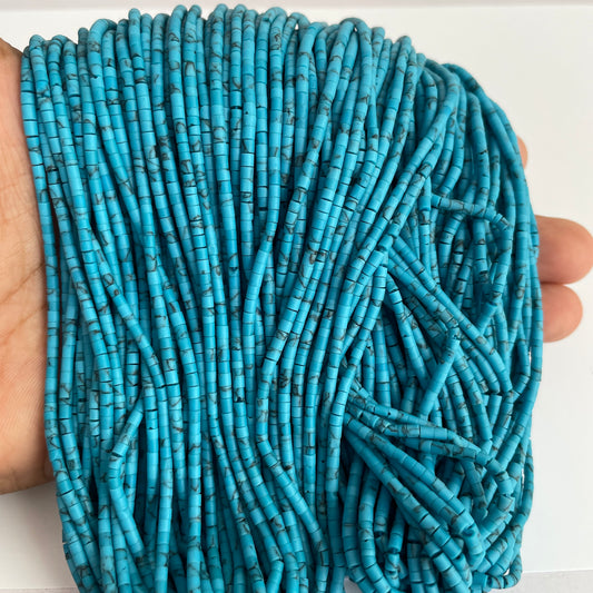 Turquoise Round Plain Heishe Beads (Lab-Created)