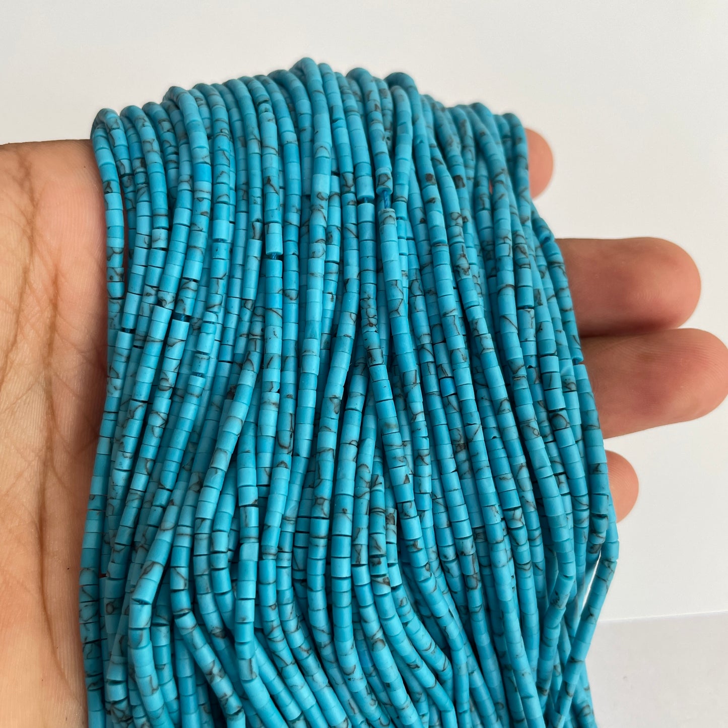 Turquoise Round Plain Heishe Beads (Lab-Created)