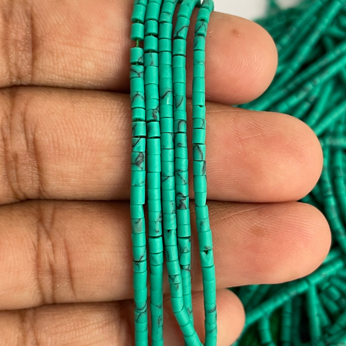 Green Malachite Plain Round Heishi Beads (Lab-Created)