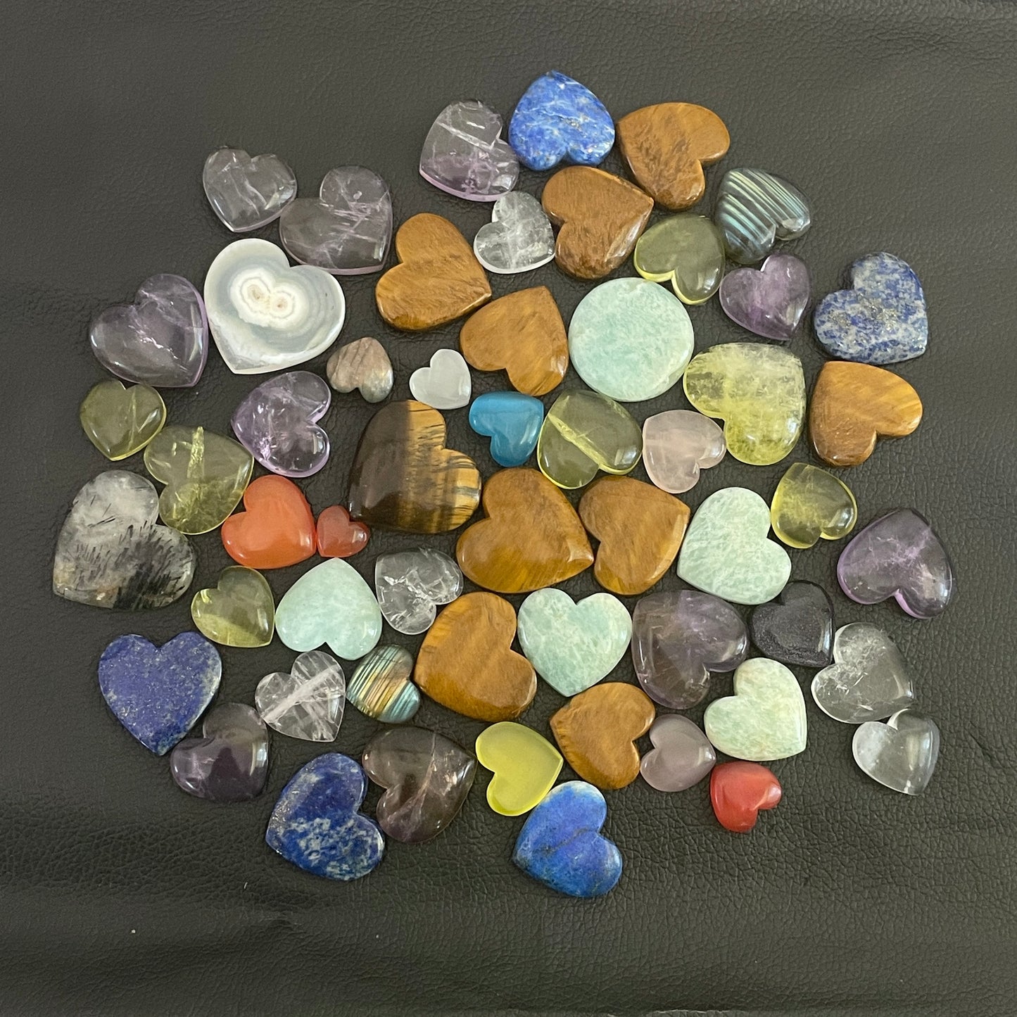 Natural Mix Stone Hearts Cabochon (Natural)