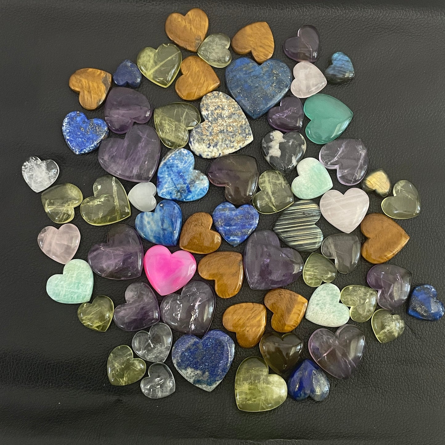 Natural Mix Stone Hearts Cabochon (Natural)