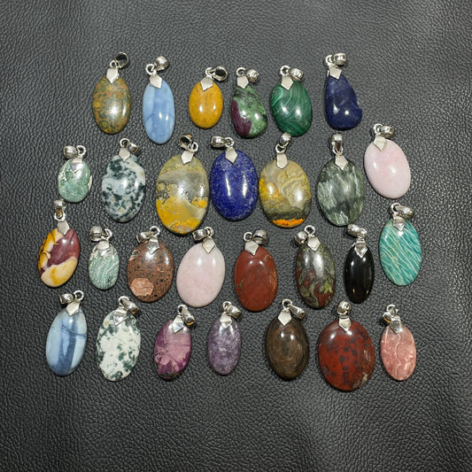 Natural Mix Stone Loop Pendants (Natural)