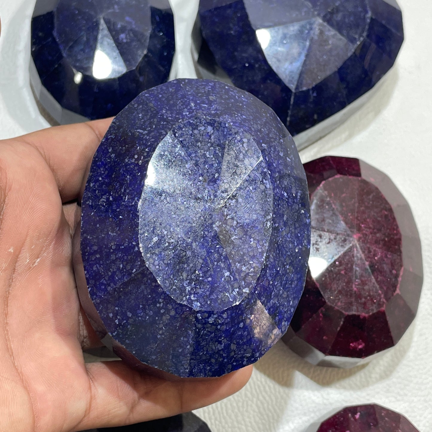 Natural Ruby and Sapphire Faceted Cut stone Dyed-(Lab-Created)