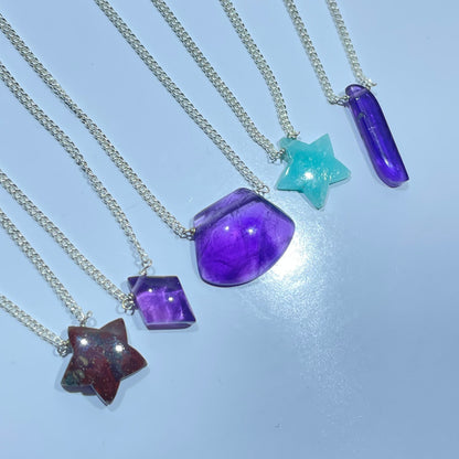 Mix Stones With Brass Chain Pendant