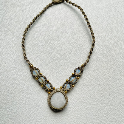 New Design Macrame Necklace Mix Stone Jewelry Wholesale Price Lot Crystal Macrame Brass Jewelry