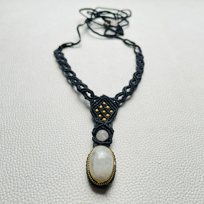 New Design Macrame Necklace Mix Stone Jewelry Wholesale Price Lot Crystal Macrame Brass Jewelry