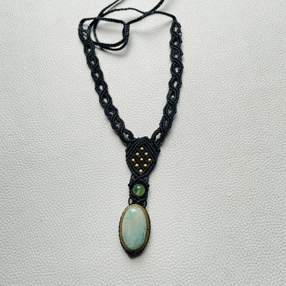 New Design Macrame Necklace Mix Stone Jewelry Wholesale Price Lot Crystal Macrame Brass Jewelry