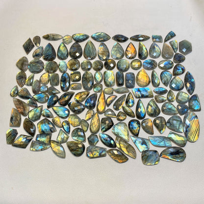 Natural Checker Cut Labradorite Multi Fire (Natural)