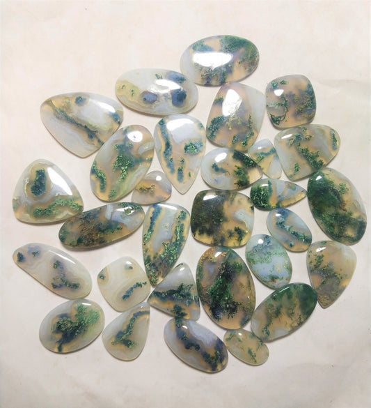 Natural Green Color Moss Agate Cabochon