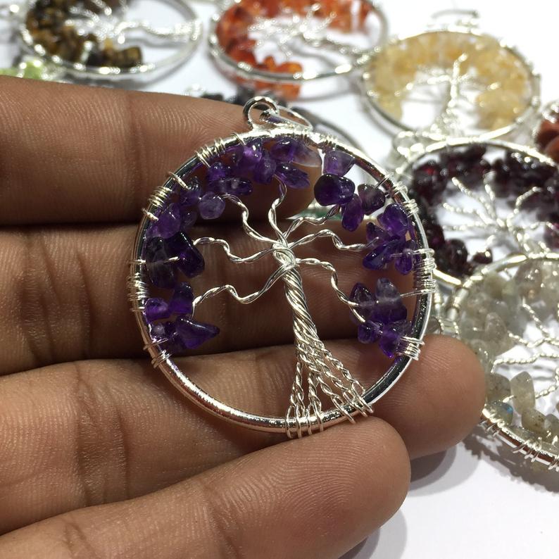 Beautiful Tree Of Life Pendant With Multiple Gemstone