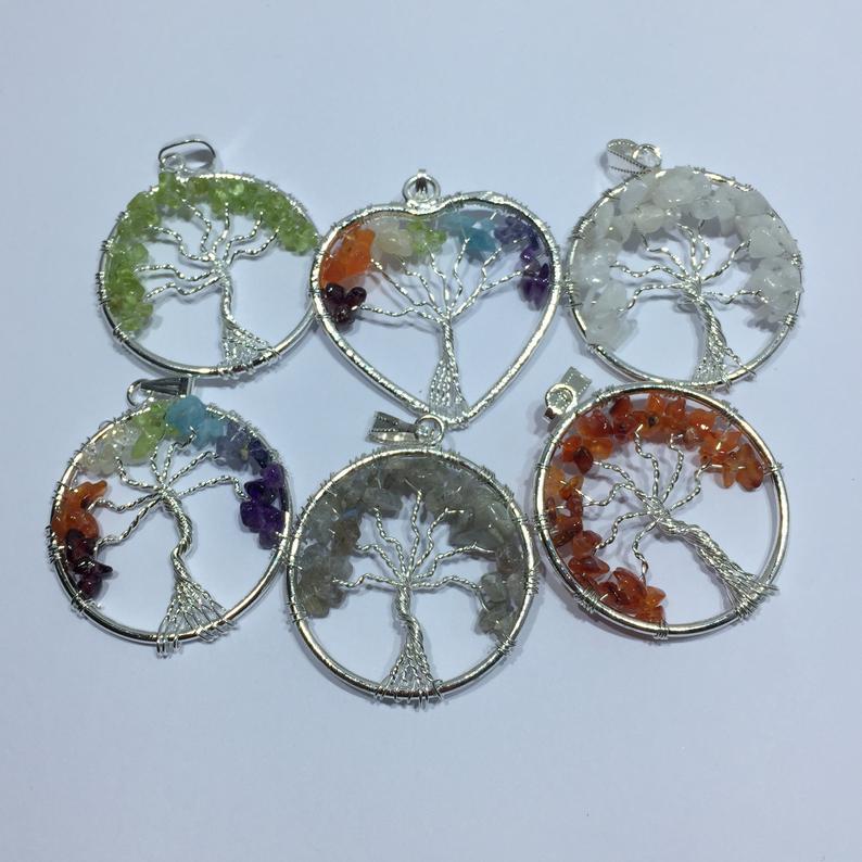 Beautiful Tree Of Life Pendant With Multiple Gemstone