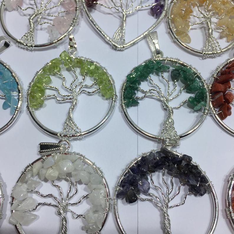 Beautiful Tree Of Life Pendant With Multiple Gemstone