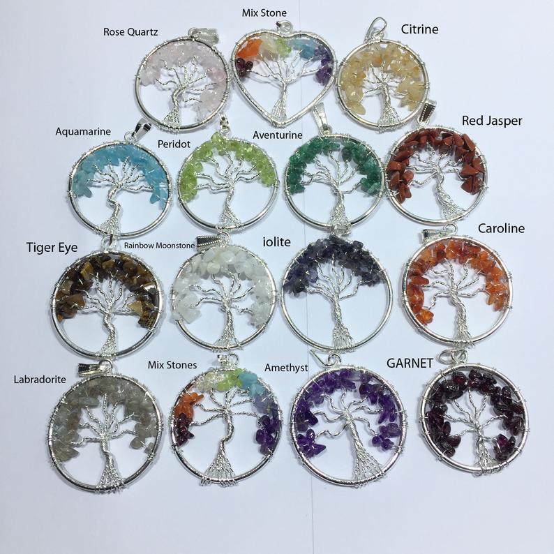 Beautiful Tree Of Life Pendant With Multiple Gemstone